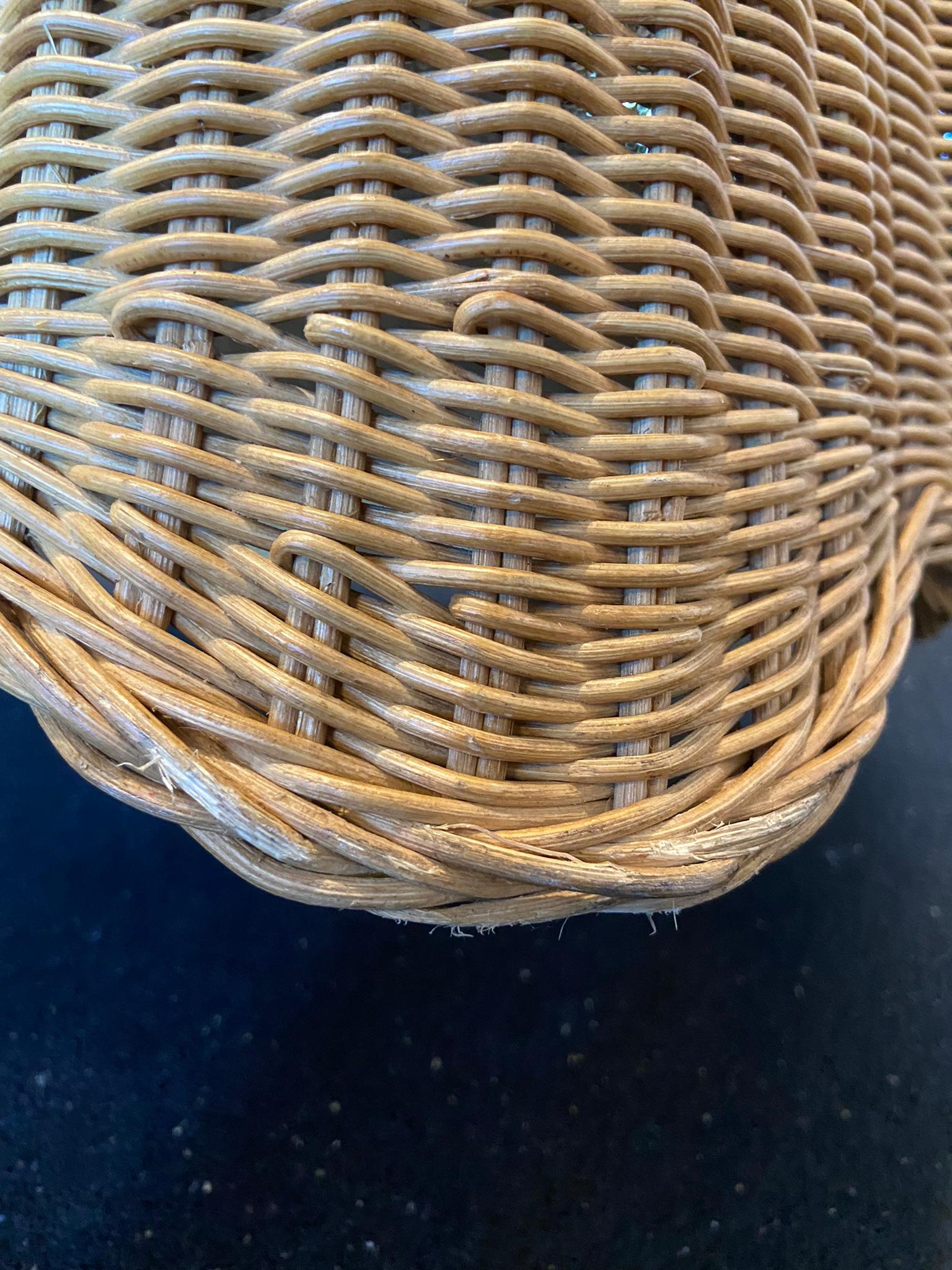 Trompe L'oeil Draped Wicker Tables, a Pair In Good Condition In West Palm Beach, FL
