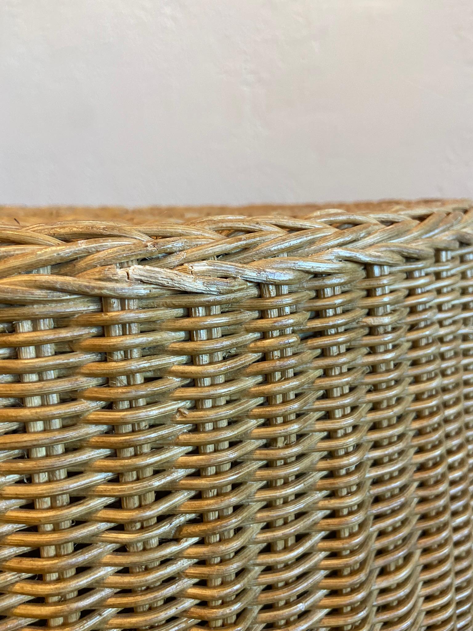 Late 20th Century Trompe L'oeil Draped Wicker Tables, a Pair