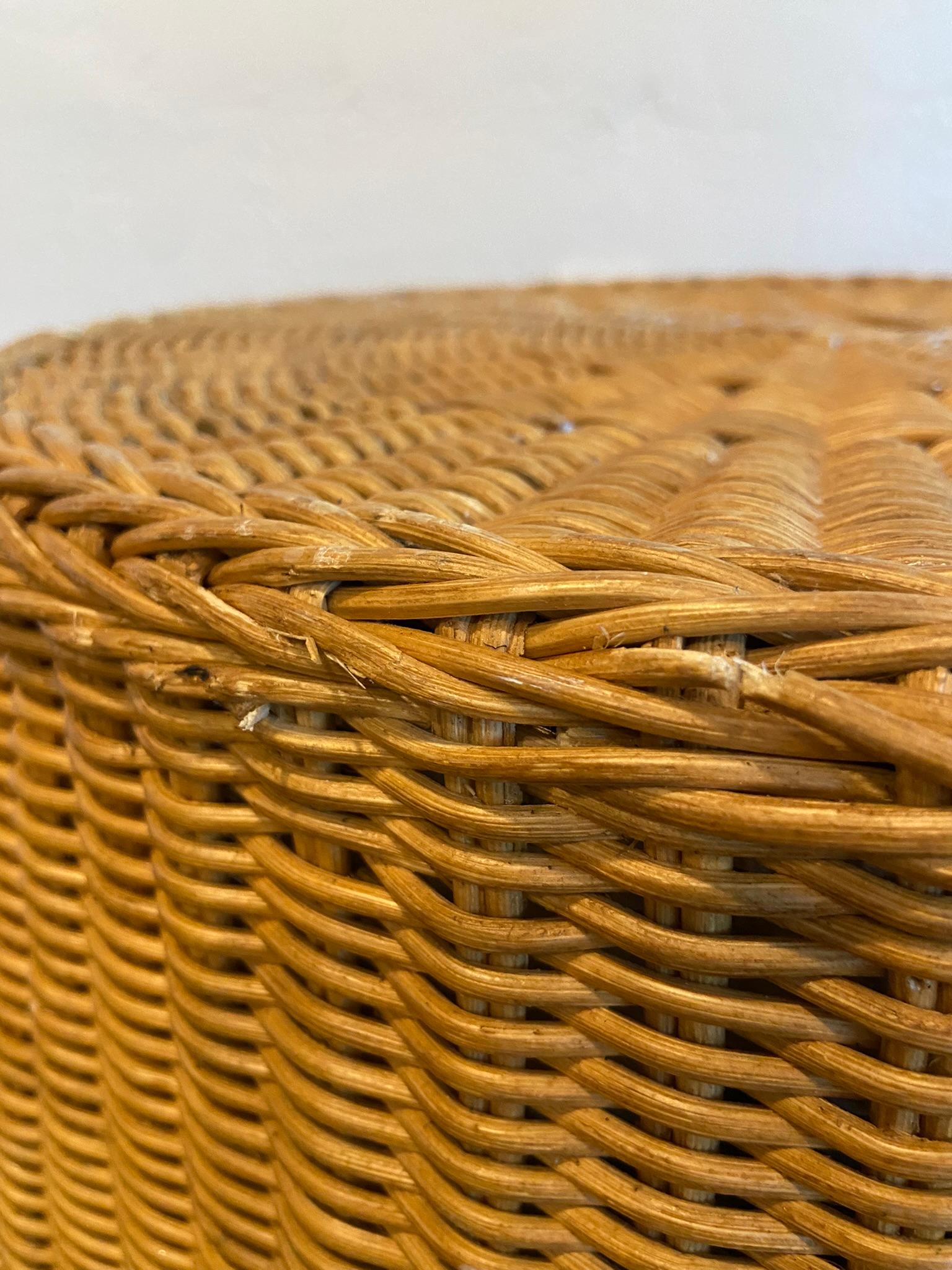 Trompe L'oeil Draped Wicker Tables, a Pair 2