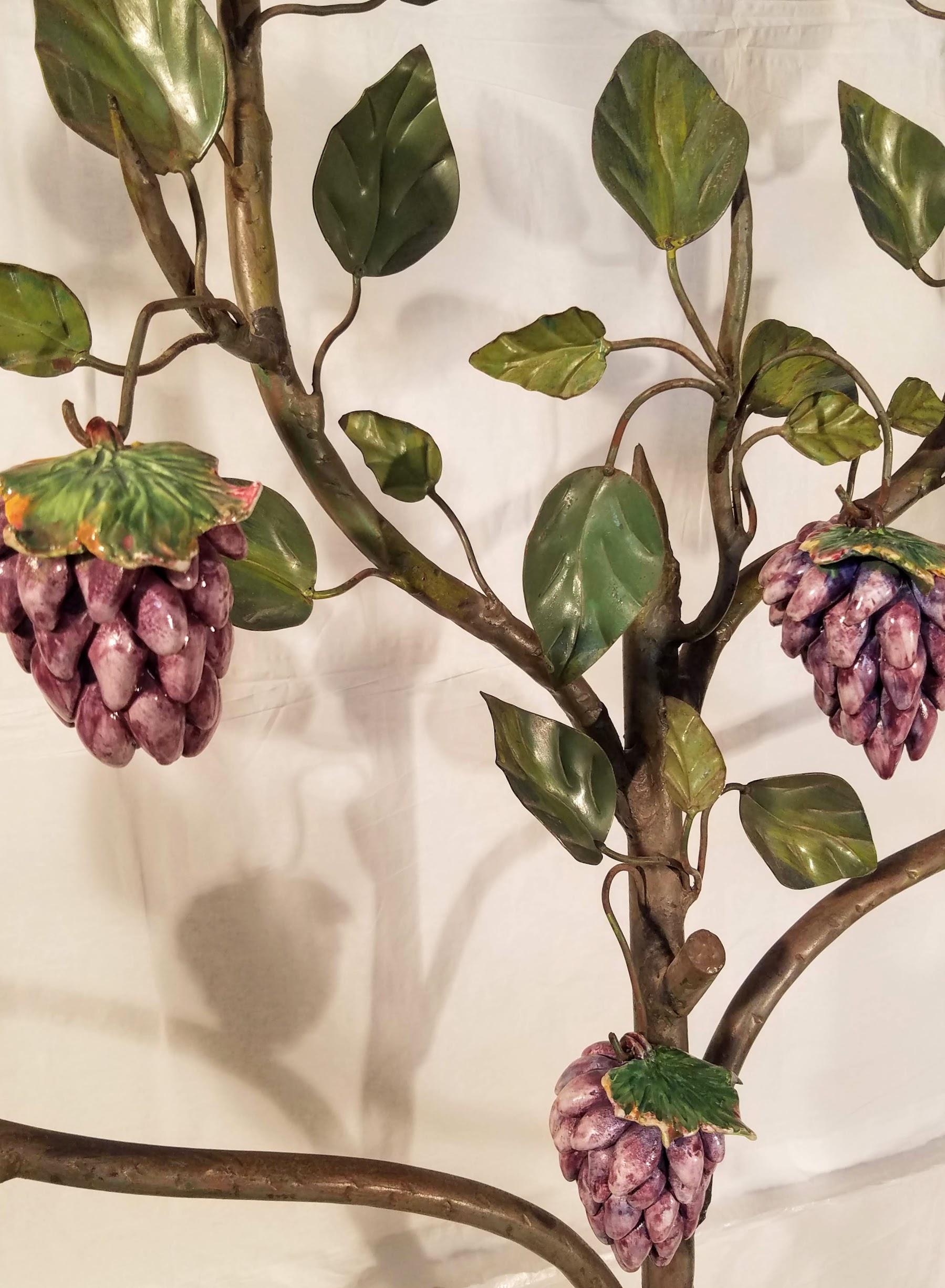 Hand Painted Grape Vines with Clusters of Majolica Grapes Deruta, circa 1940 8