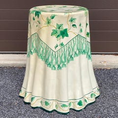 Trompe L'oeil Hand Painted Green Ivy Papier Mâché Ghost Draped Side Table