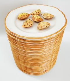 Trompe l'Oeil Italian Majolica Mid 20th Century Porcelain Canister with Walnuts