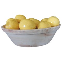 Trompe-L'oeil Lemons inside Faux Wooden Porcelain Basket