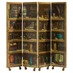 Paravent à quatre panneaux Libri en trompe-l'Oeil de Piero Fornasetti.