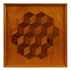 Arte da parete intarsiata con cornice Trompe L'Oeil Louis Cube