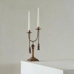 Portacandele neoclassico trompe-l'œil con corda e nappe anni '70