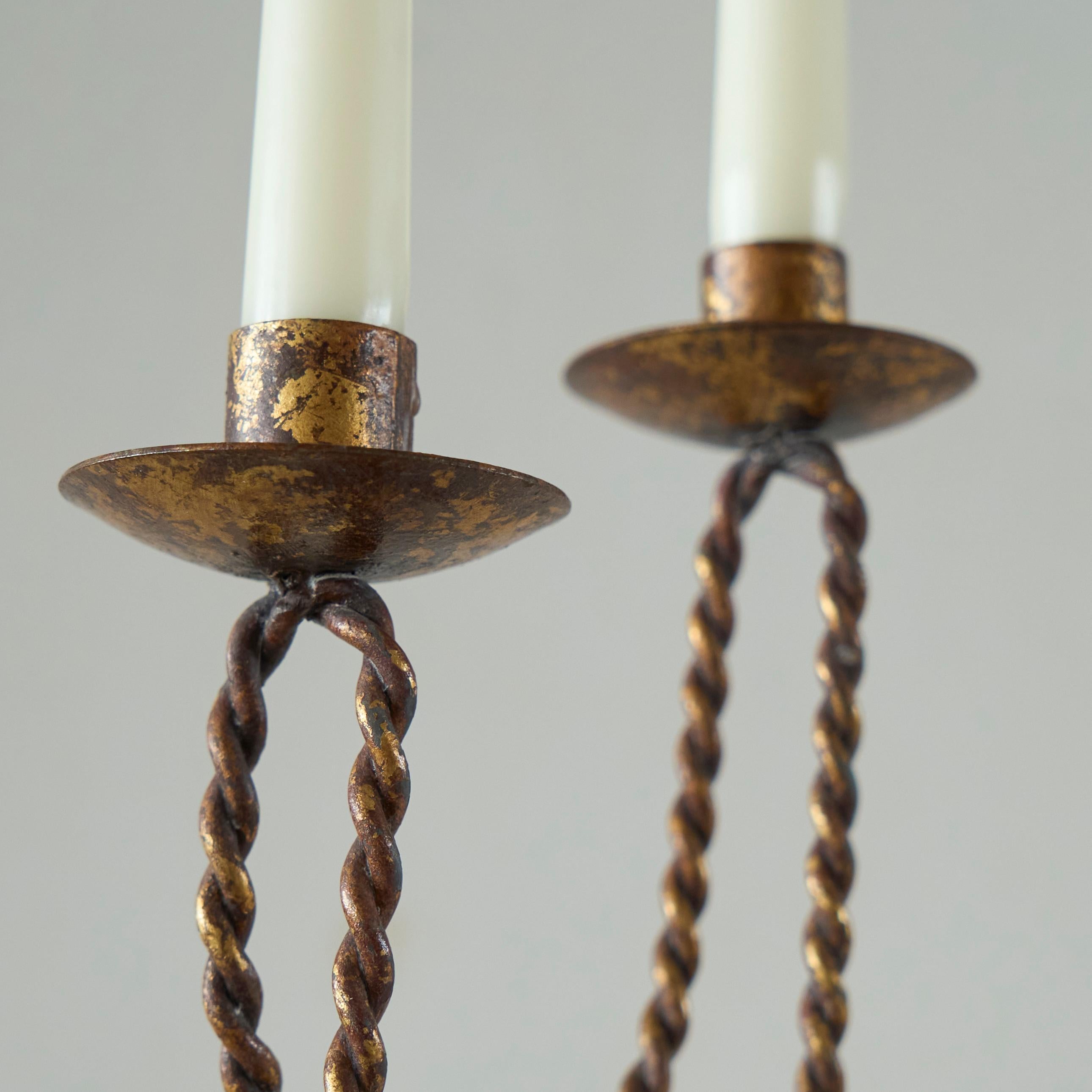 Trompe-l'œil Neoclásico Candelabro de cuerda y borla Años 70 siglo XX en venta