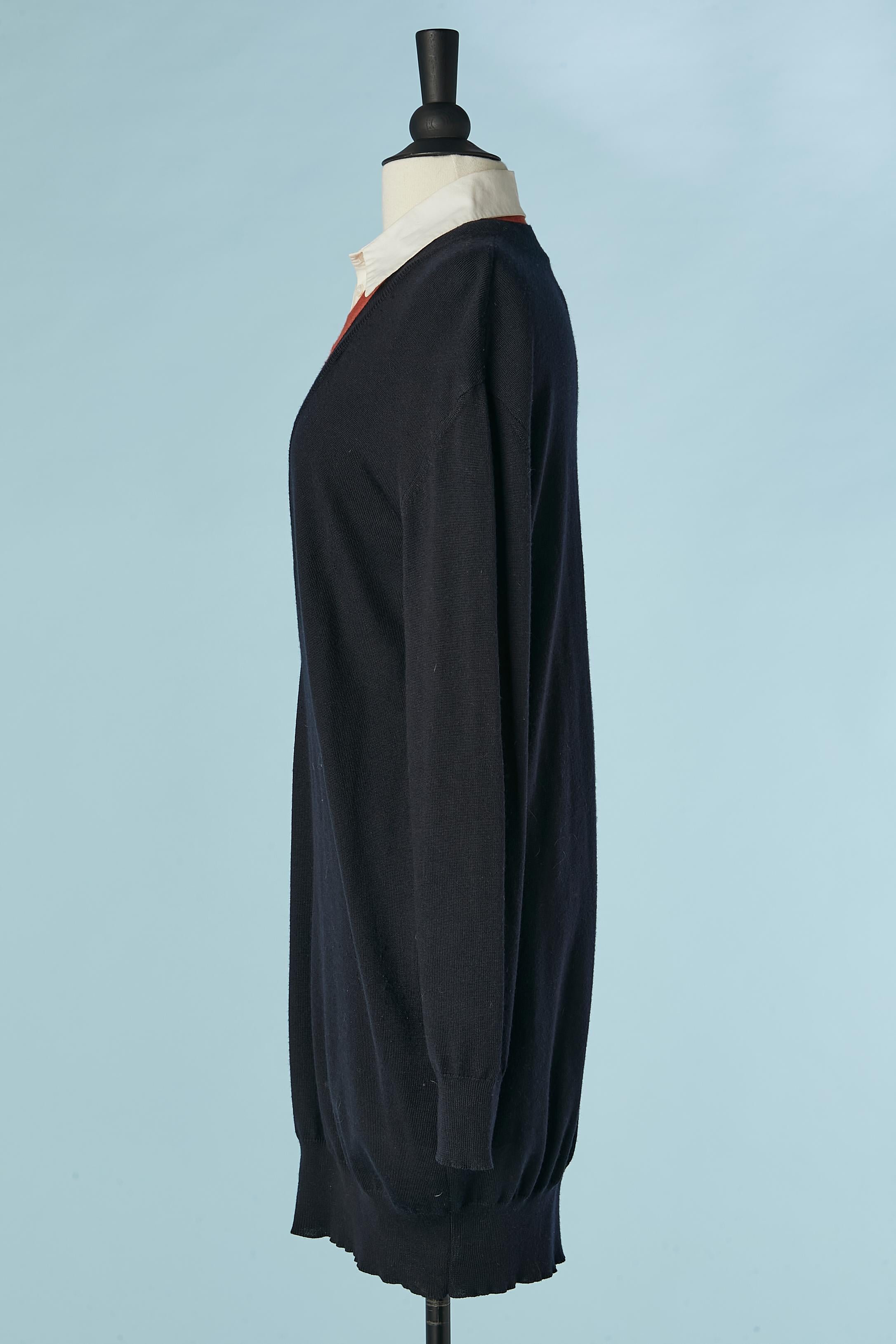 Women's or Men's Trompe l'oeil oversize sweater with detachable shirt collar Alexander McQueen  For Sale