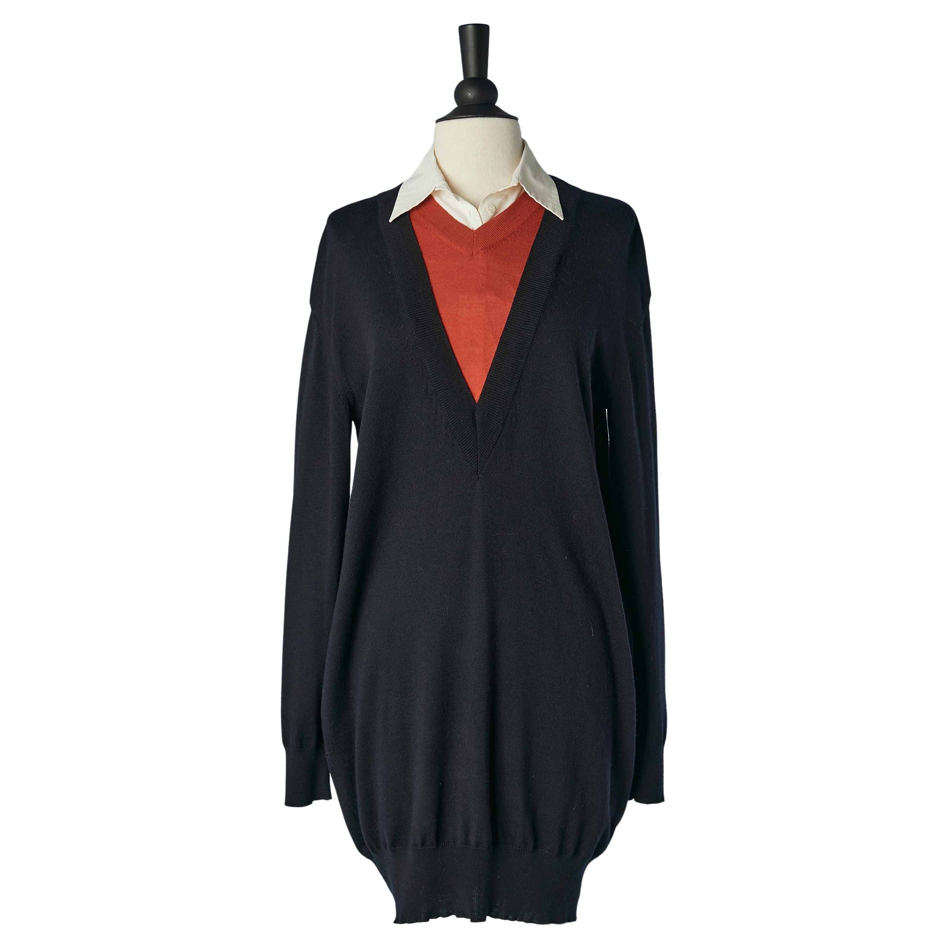 Trompe l'oeil oversize sweater with detachable shirt collar Alexander McQueen 