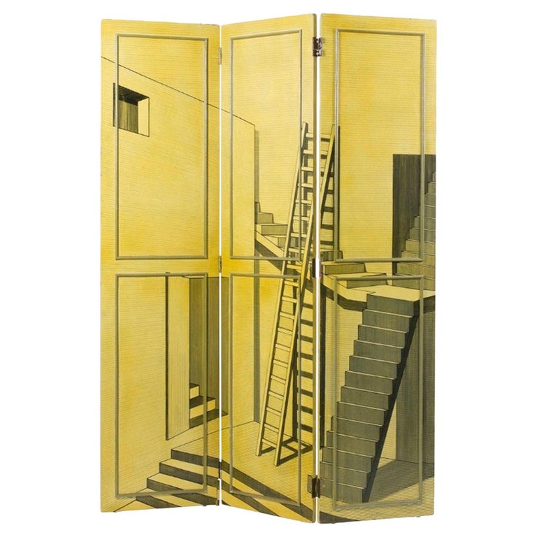 Trompe L'oeil Screen or Room Divider in the Manner of Piero Fornasetti For Sale