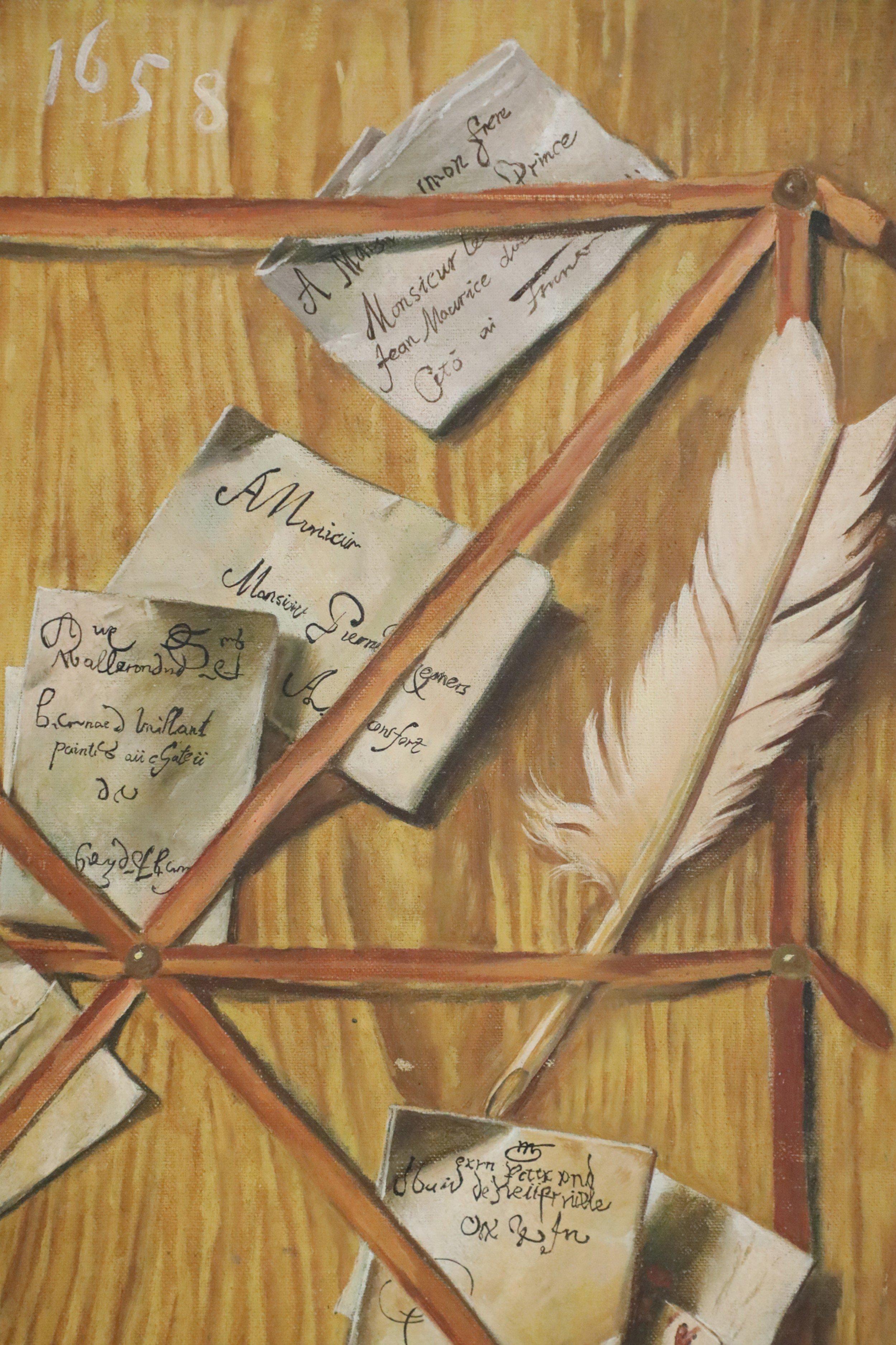 Pintura trampantojo de bodegón de cartas Estadounidense