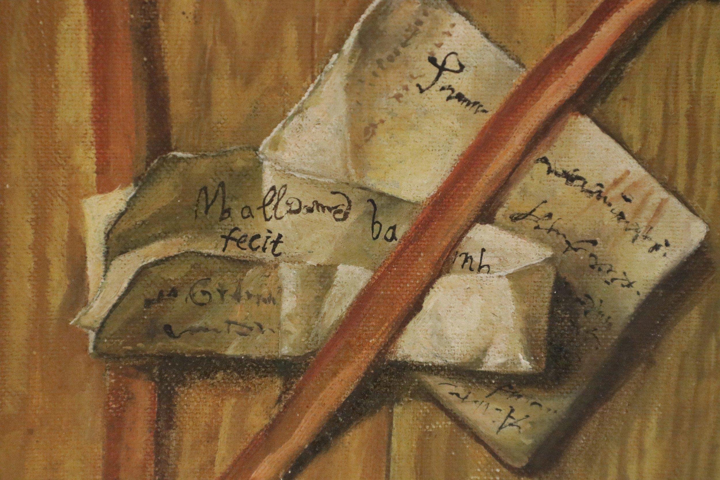 Trompe l'oeil Still Life Painting of Letters In Good Condition For Sale In New York, NY