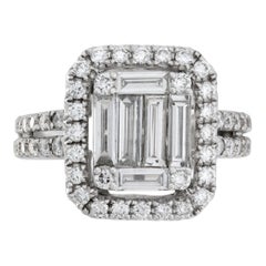 "Trompe l'oeil" (trick of the eye) diamond 18K white gold ring