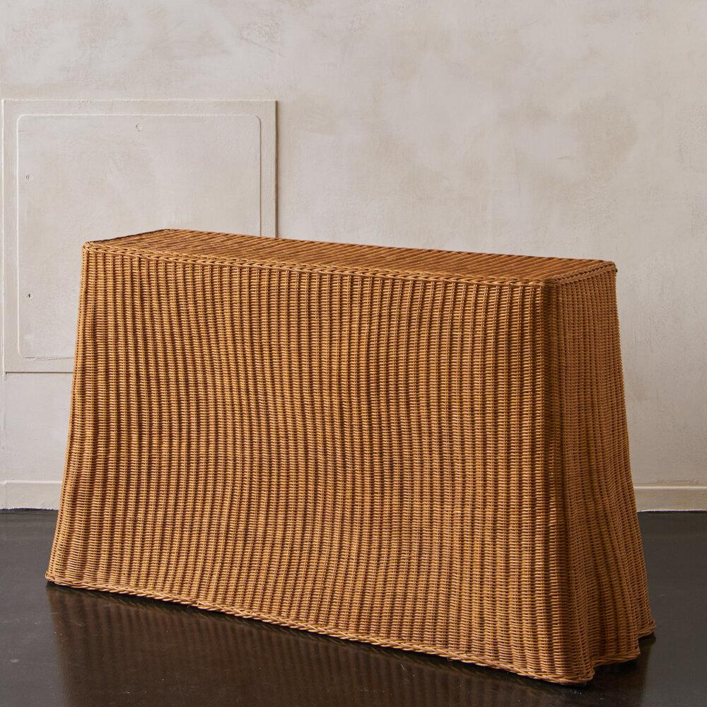 Trompe l'Oeil Wicker Draped Console Table 1