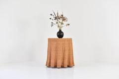Trompe L’oeil Wicker Side Table with ‘Draped’ Illusion from France, 1970’s