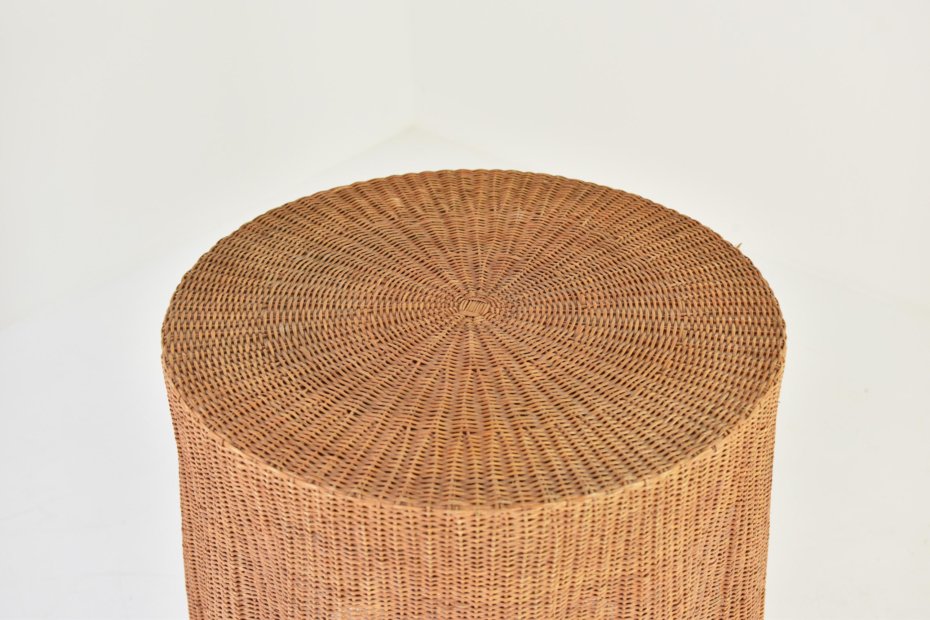Late 20th Century Trompe L’oeil Wicker Side Table with ‘Draped’ Illusion from France, 1970’s