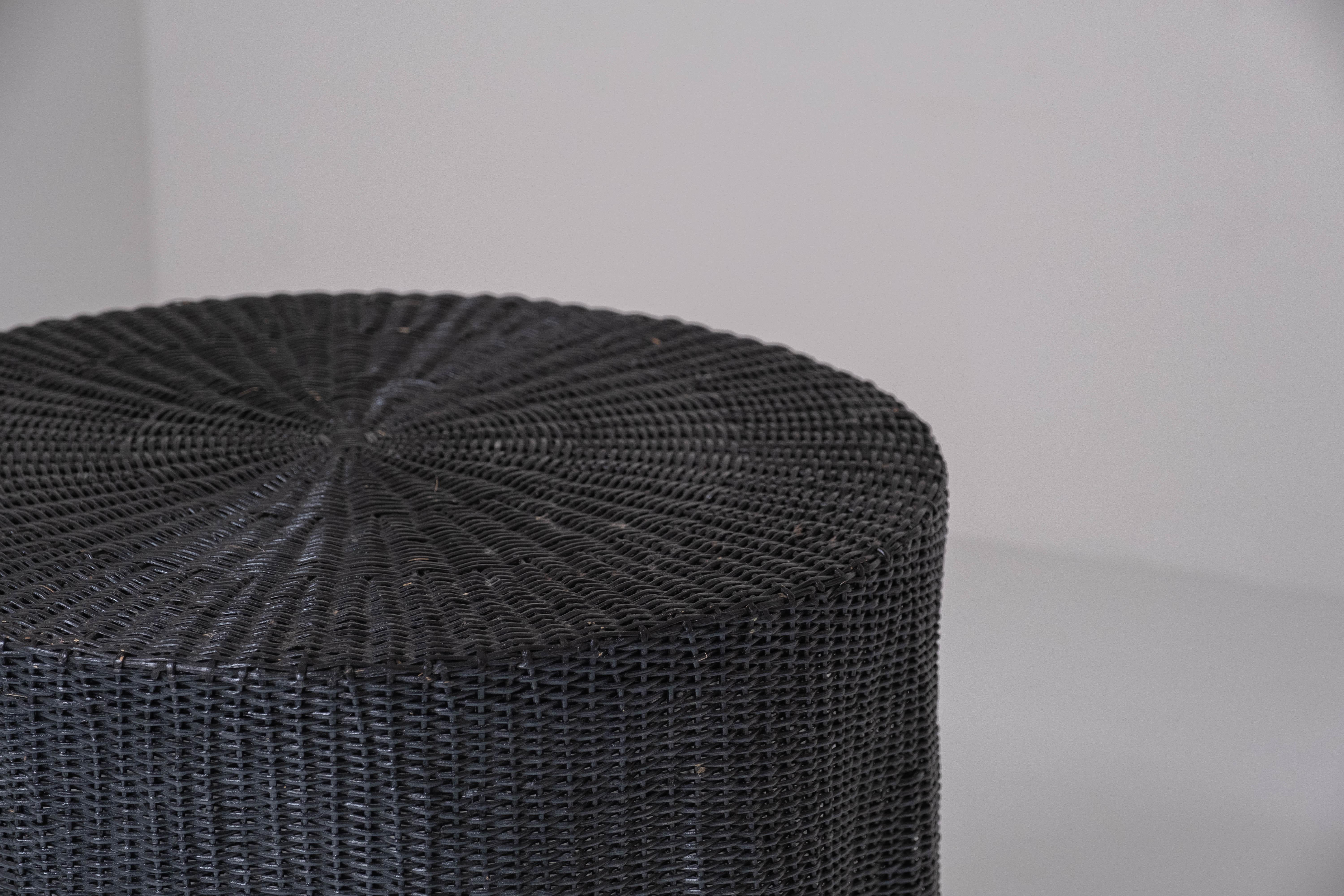 Late 20th Century Trompe L’oeil Wicker Side Table with ‘Draped’ Illusion from France, 1970s