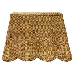 Retro Trompe L'Oiel Draped Natural Woven Wicker Console Table, 1970s