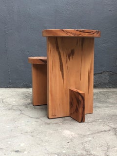 "Trompete" Brazilian Contemporary Side Table or Coffee Table in Solid Wood