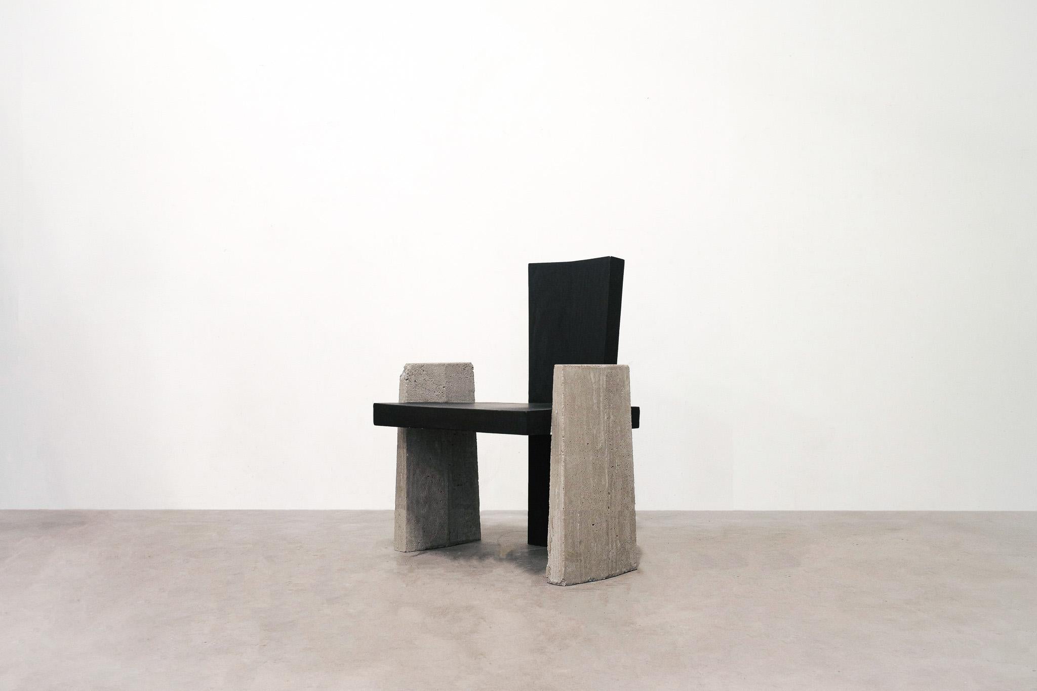 Tron Chair by Lucas Tyra Morten
2022
Limited Edition of 9
Dimensions: W 66 x D 59 x H 80  cm
Material: Plywood, Concrete, Wax

Occupying the liminal space between art and design, the multidisciplinary atelier of Lucas and Tyra Morten is a small