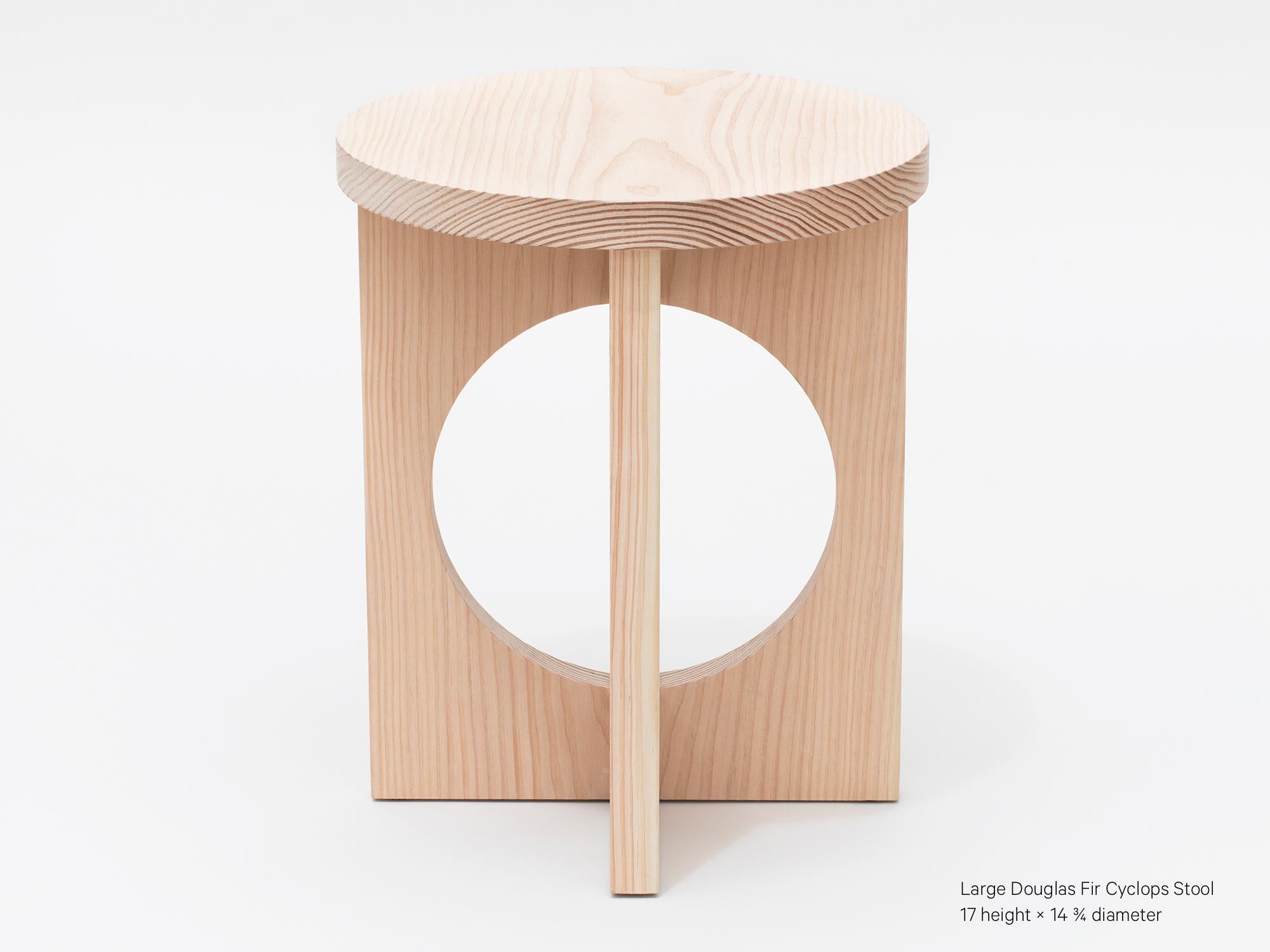 These stunning stools or side tables by Norwegian architect and designer Tron Meyer are made of 3 different woods, ash, Douglas fir and oak. Available stools are in the following sizes and woods:

Large Cyclop stool – 1 oak, 1 ash, 1 Douglas fir