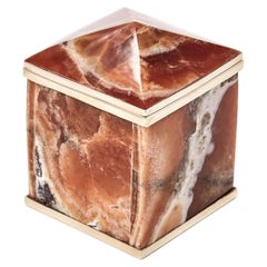 Tronador Large Mini Box, Brown Onyx Stone and Silver Alpaca