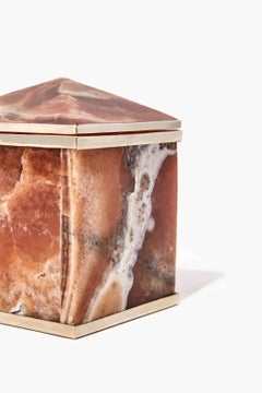 Mini Caja Tronador Mediana, Piedra Ónice Marrón y Alpaca Plateada