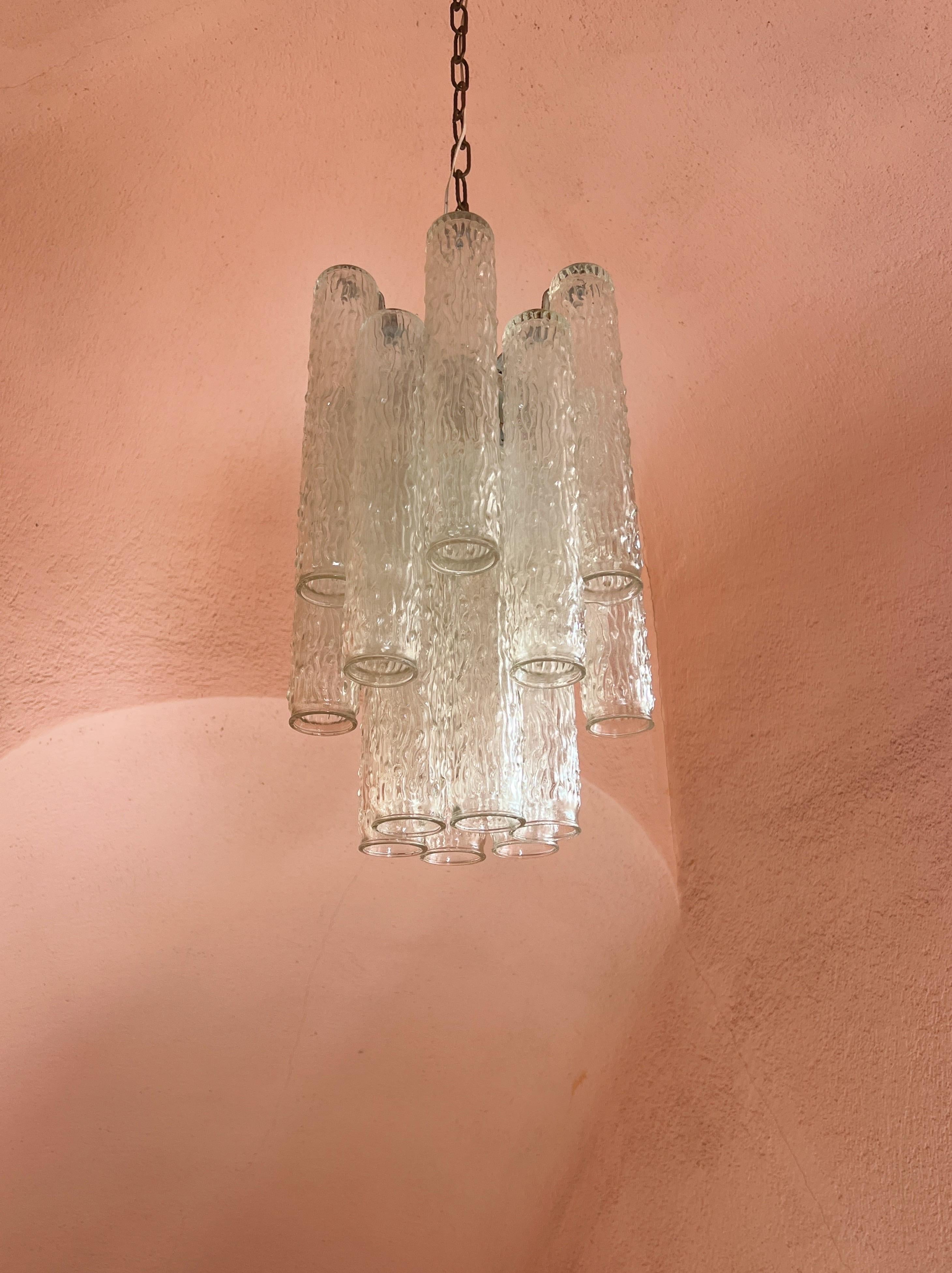 Mid-Century Modern Troncchi Chandelier Designed by Toni Zuccheri for Venini 1960 Italy For Sale