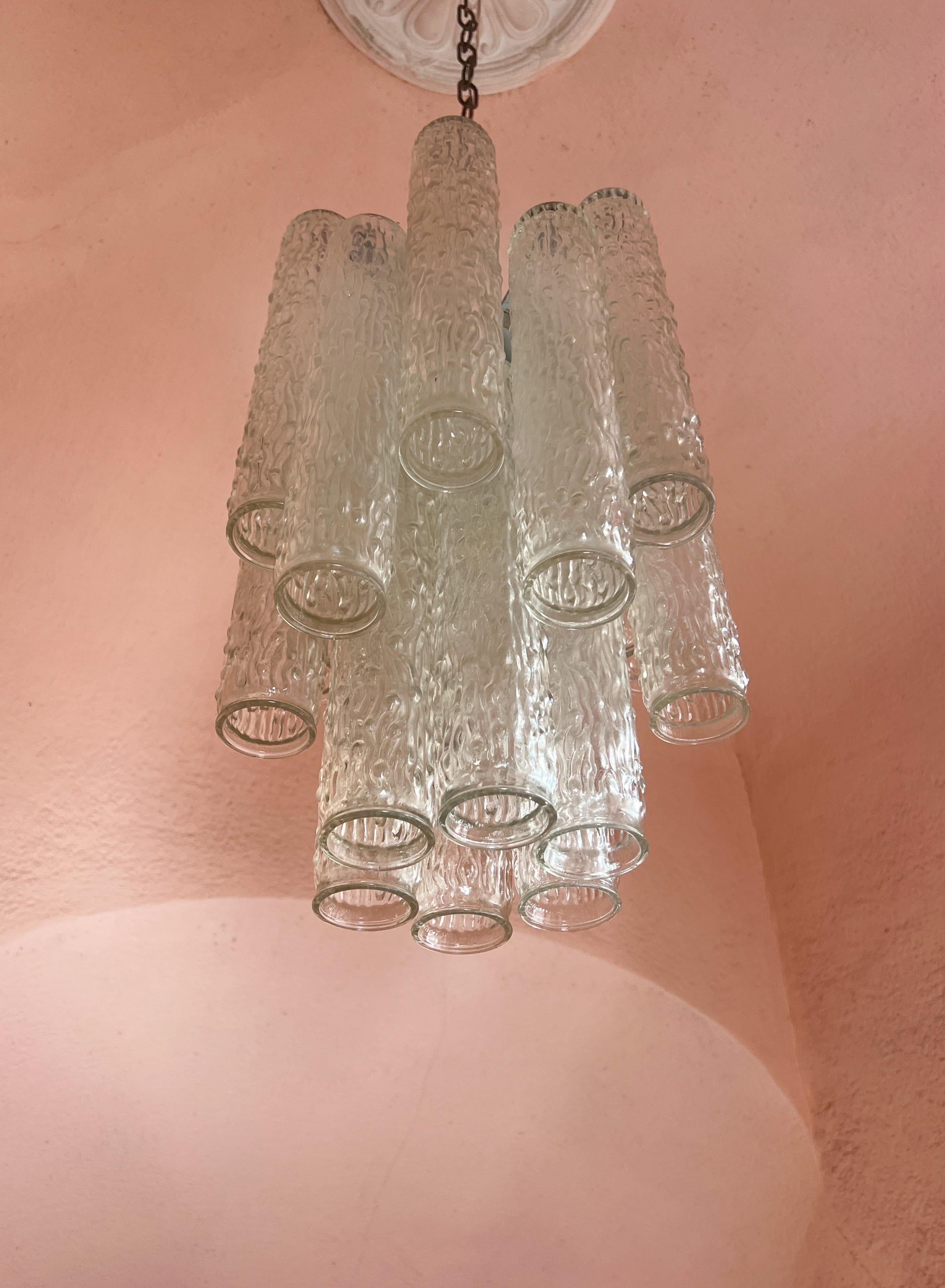 Metal Troncchi Chandelier Designed by Toni Zuccheri for Venini 1960 Italy For Sale