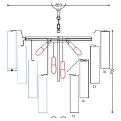 Tronchi chandelier 4 levels - diam. 33'' h 27'' + chain&canopy