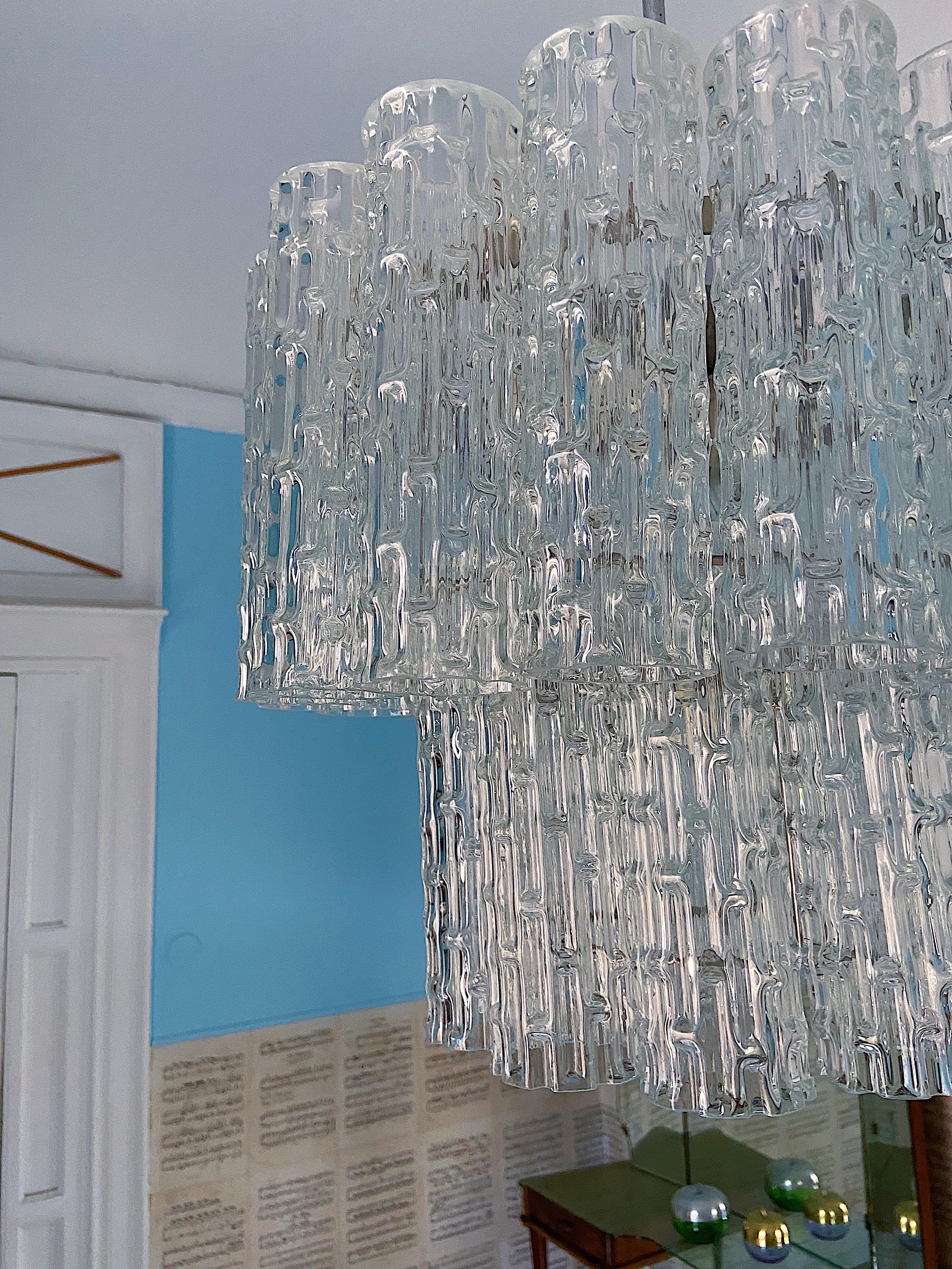 Mid-Century Modern Tronchi Chandelier in Murano Glass by Toni Zuccheri for Venini For Sale