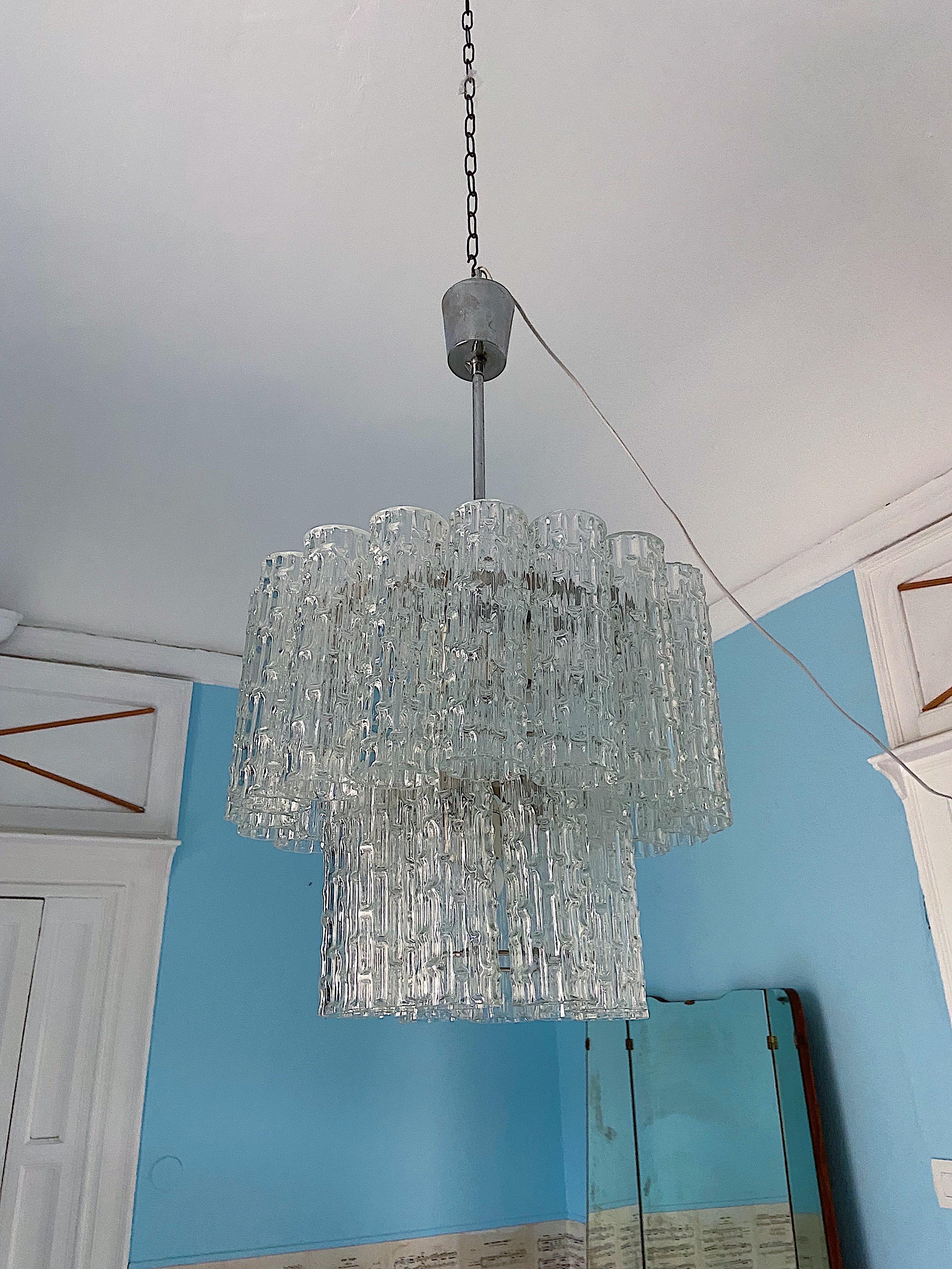 Italian Tronchi Chandelier in Murano Glass by Toni Zuccheri for Venini For Sale