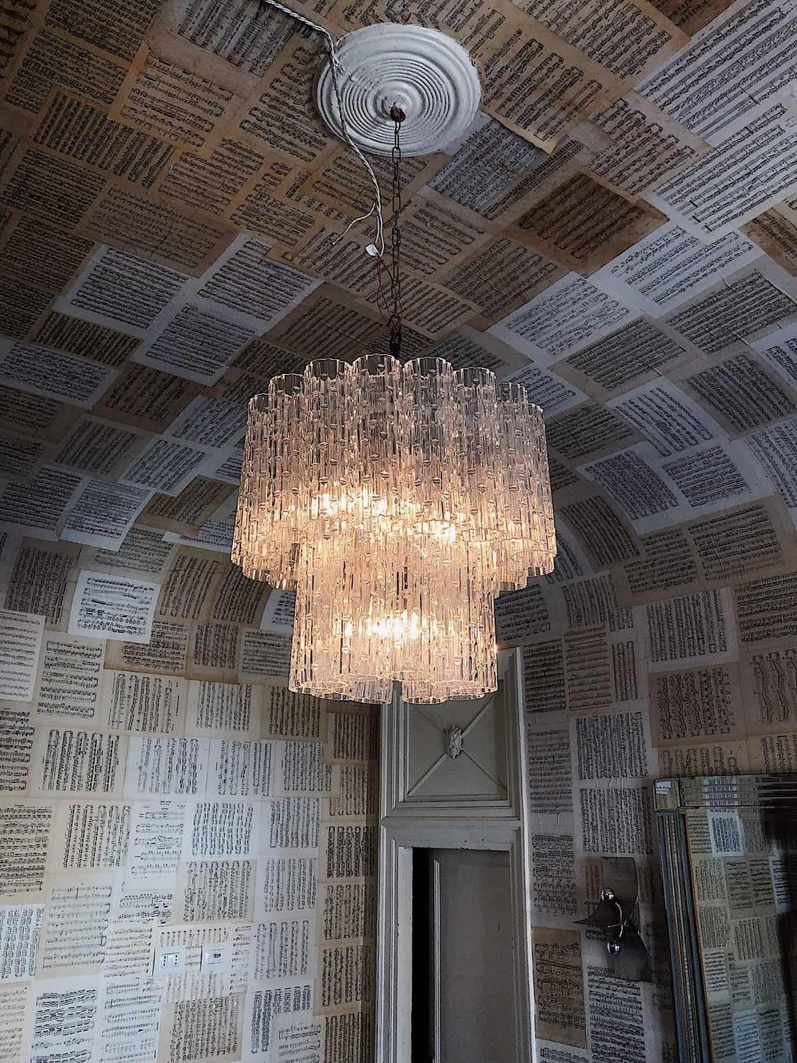 20th Century Tronchi Chandelier in Murano Glass for Venini by Toni Zuccheri For Sale