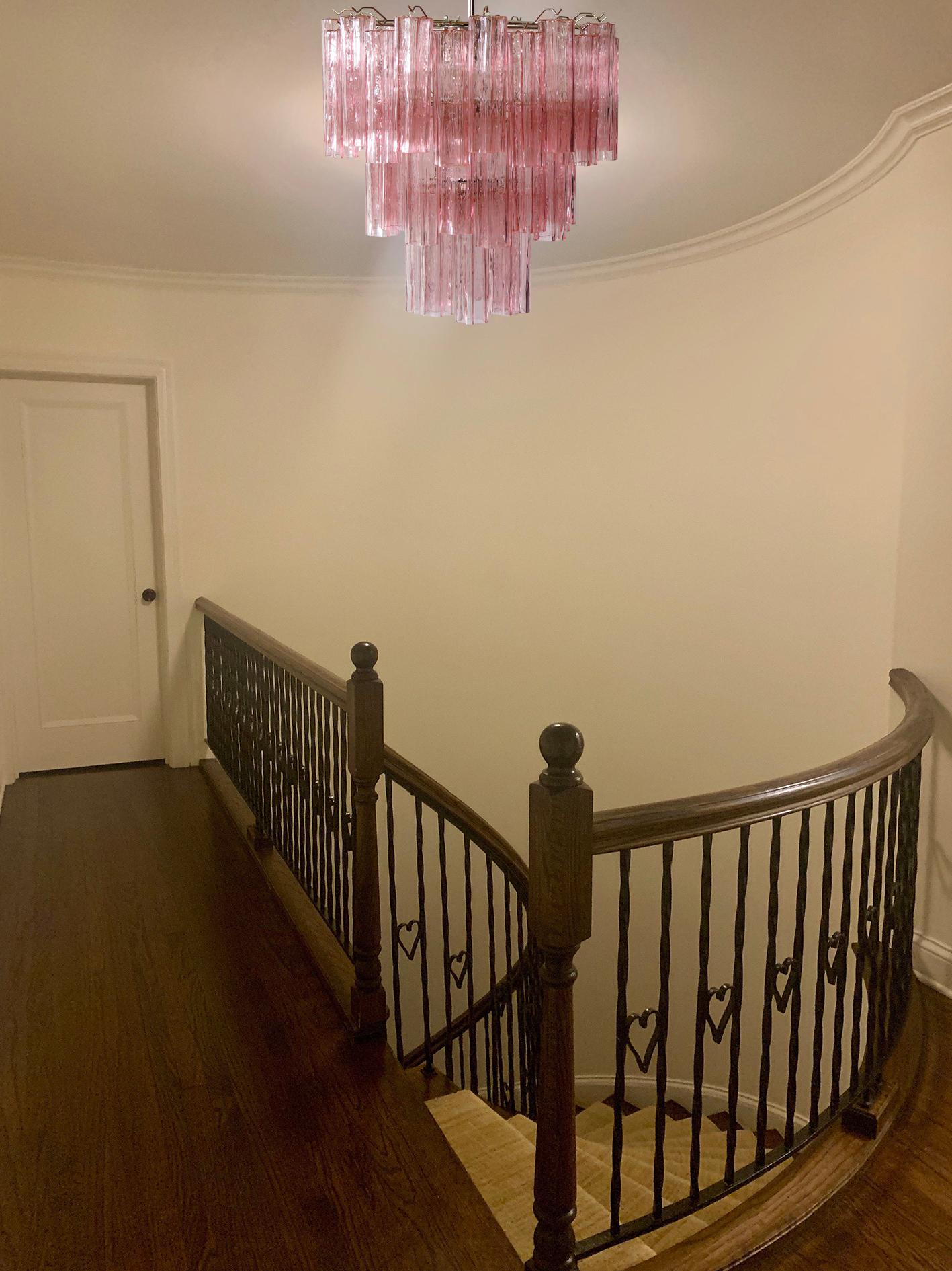 Tronchi Chandelier Style Toni Zuccheri, 48 Pink Glasses, Murano, 1990 10