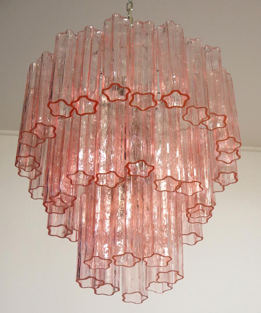 Tronchi Chandelier Style Toni Zuccheri, 48 Pink Glasses, Murano, 1990 4