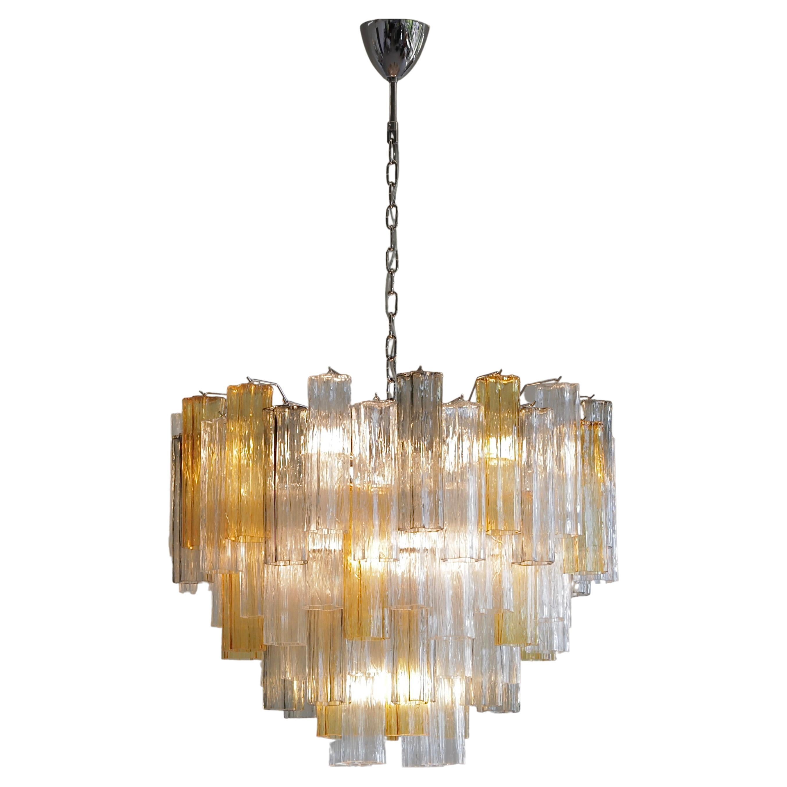 Tronchi Murano Glass Chandelier 'Amber, Clear, Brown', Italy