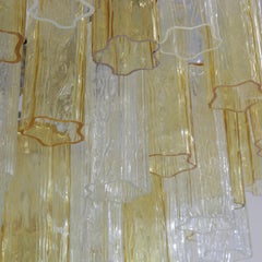 Tronchi Murano Glass Chandelier 'Amber & Clear', Italy