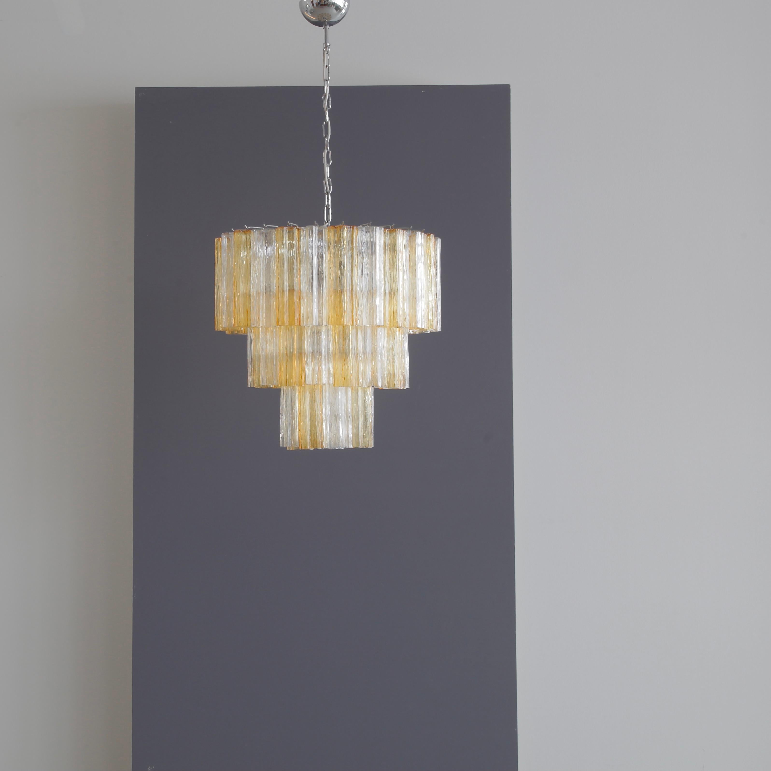 Tronchi Murano Glass Chandelier 'amber/ clear', Italy In Good Condition In Berlin, Berlin