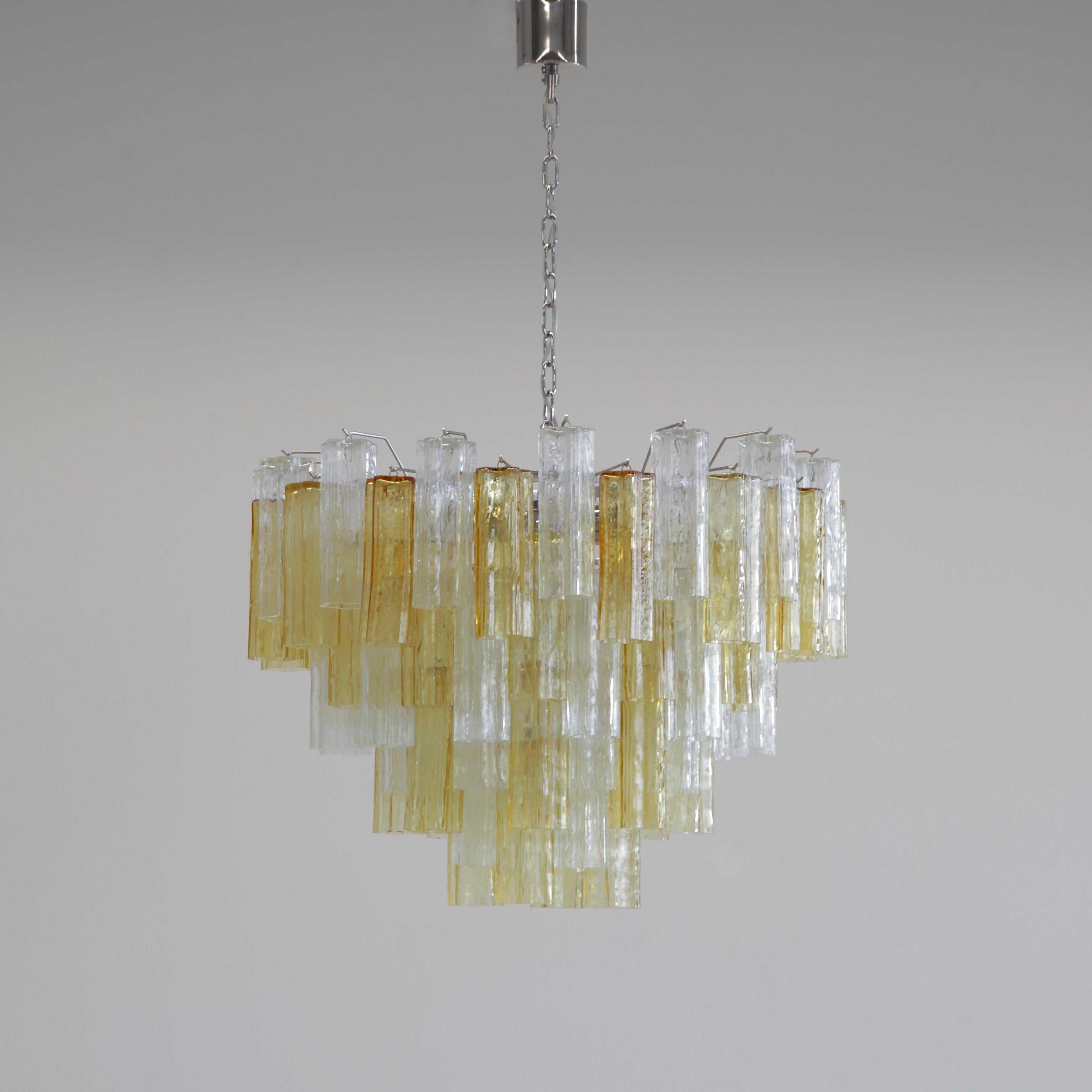 Tronchi Murano Glass Chandelier 'Amber & Clear', Italy In Good Condition In Berlin, Berlin