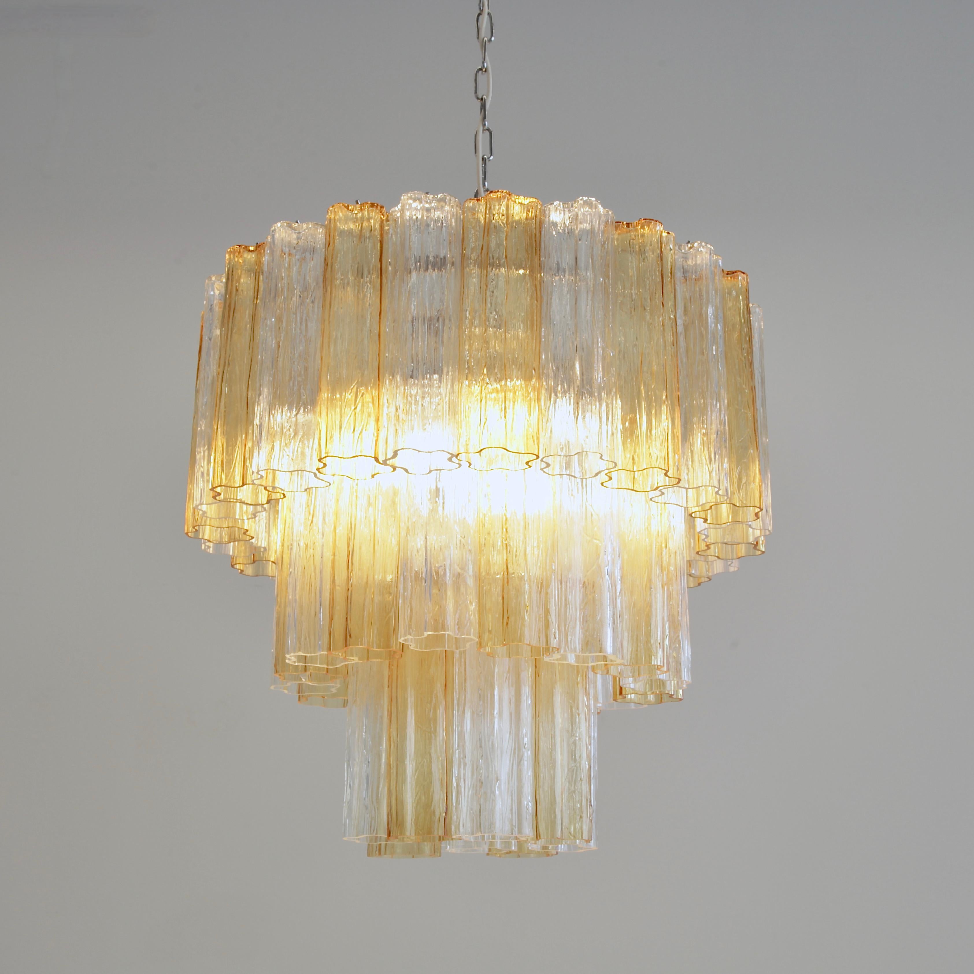 Contemporary Tronchi Murano Glass Chandelier 'amber/ clear', Italy