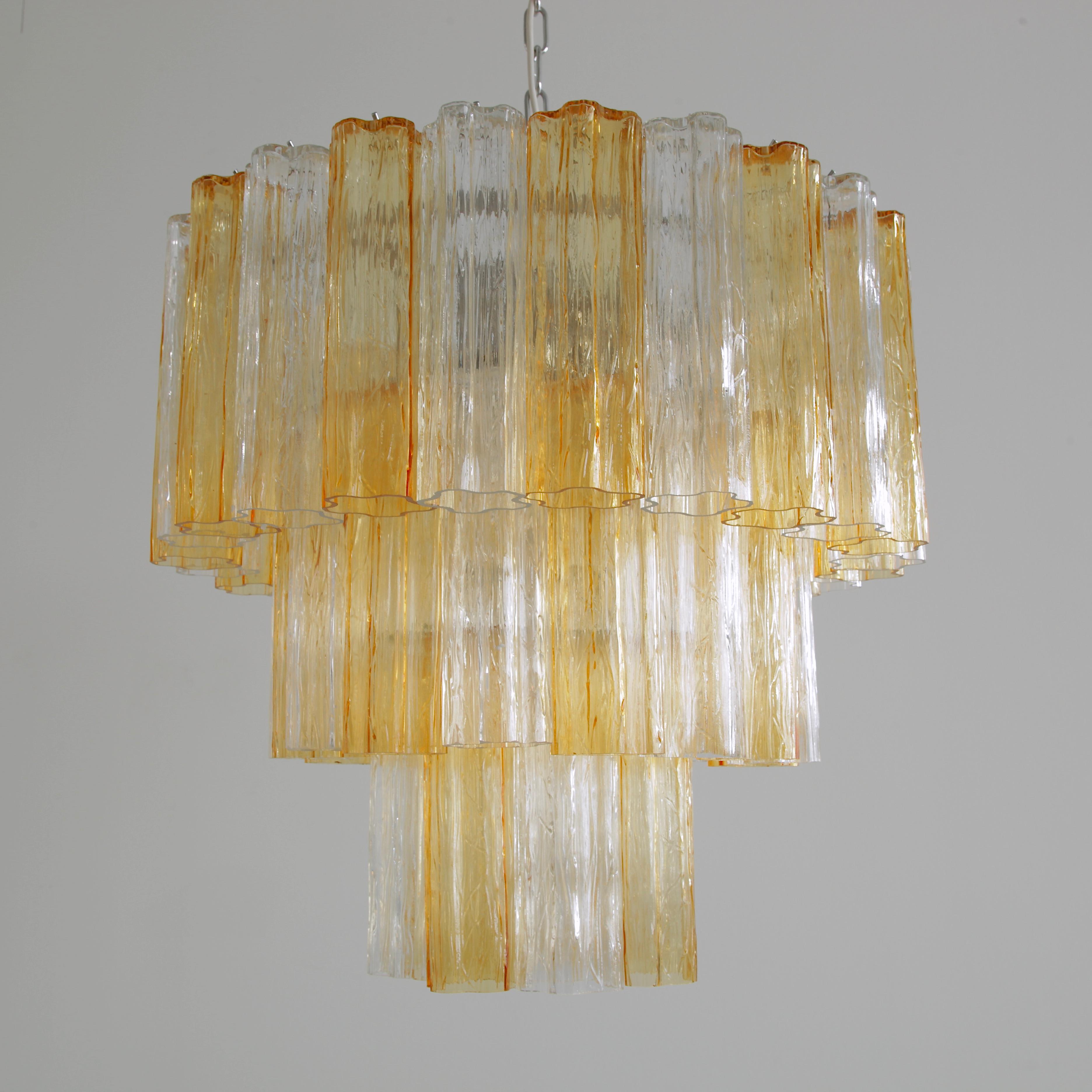 Tronchi Murano Glass Chandelier 'amber/ clear', Italy 1