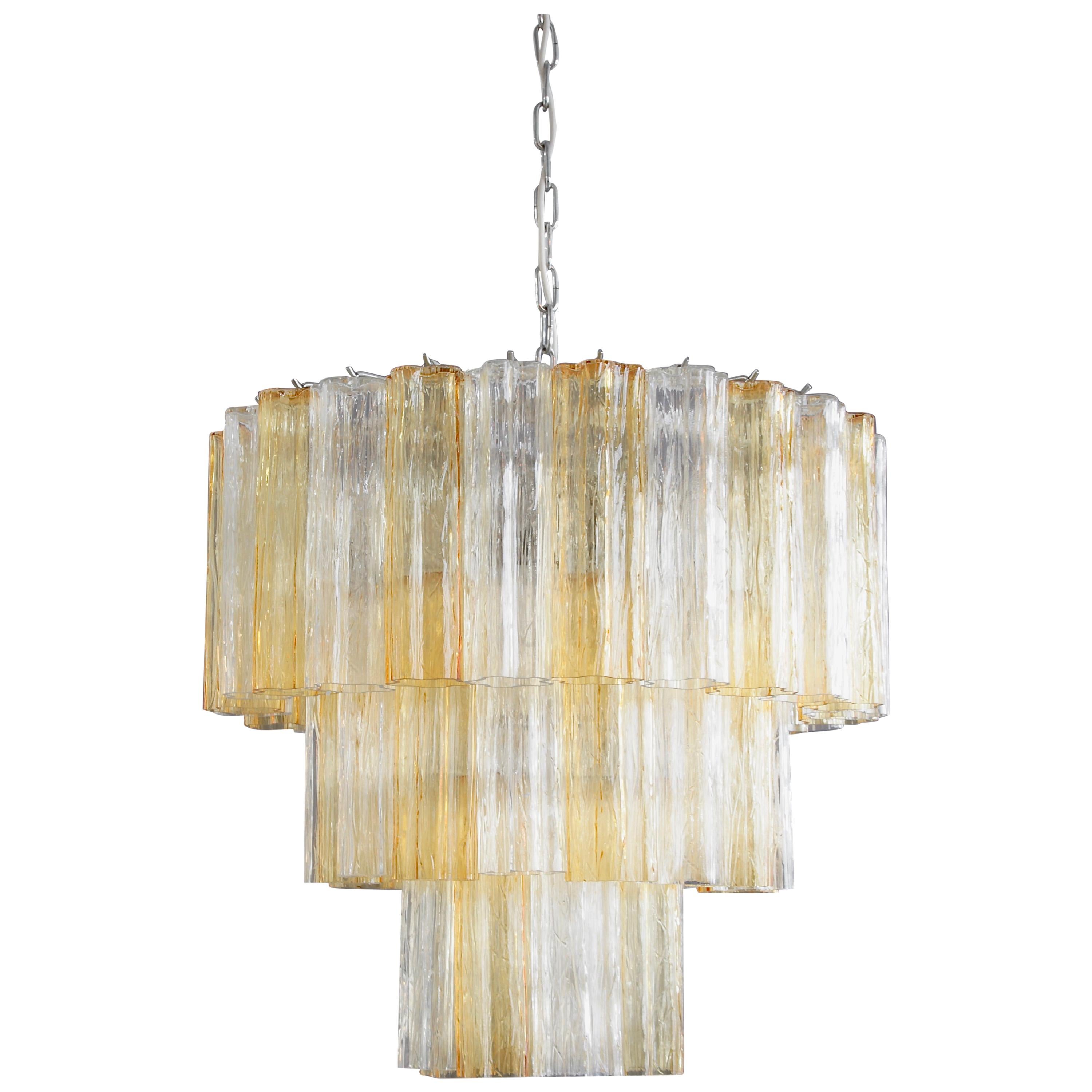 Tronchi Murano Glass Chandelier 'amber/ clear', Italy