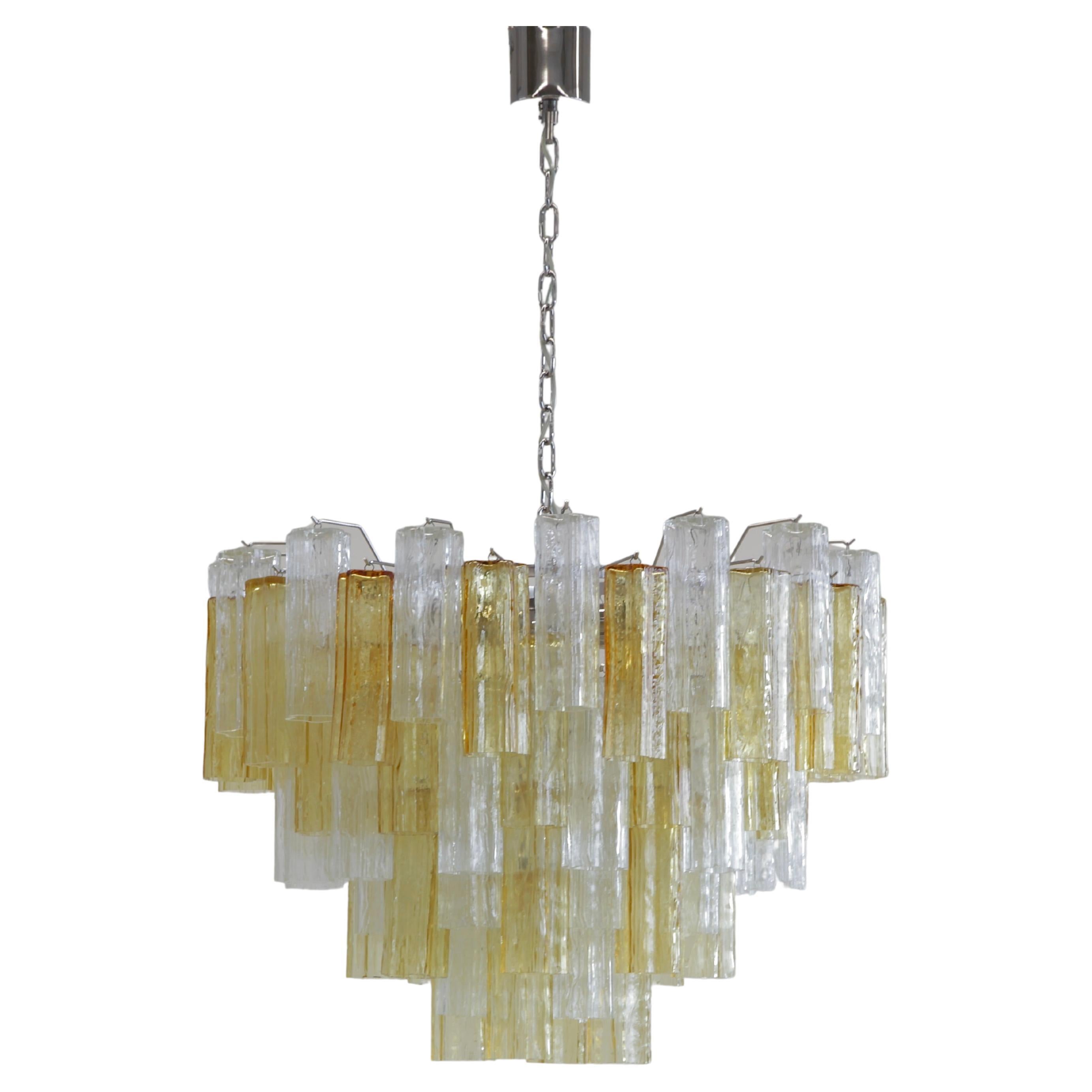 Tronchi Murano Glass Chandelier 'Amber & Clear', Italy