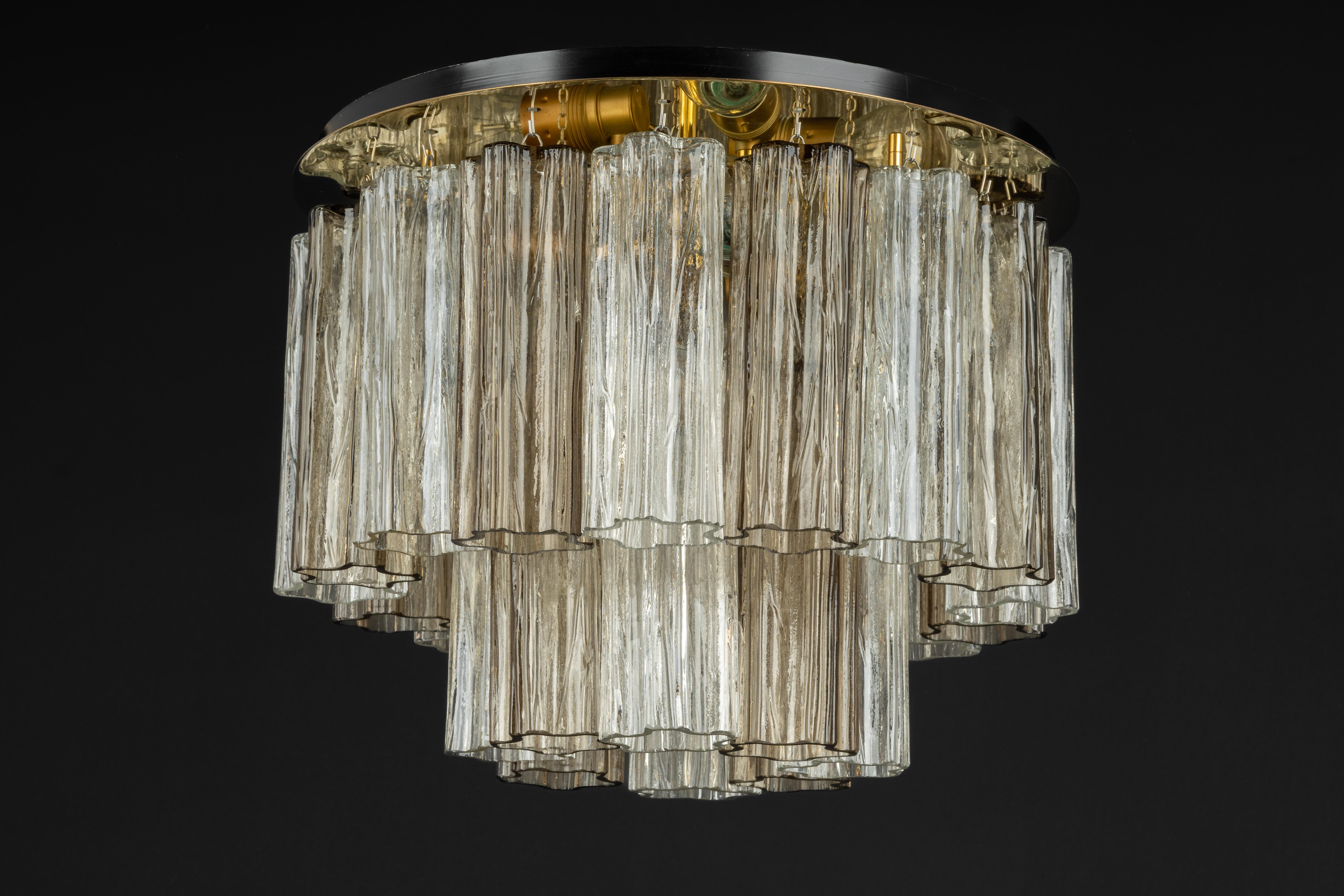 Tronchi Murano Glass Flush mount light Design Venini for Kalmar, Austria, 1960s For Sale 1