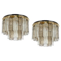 1 of 4 Tronchi Murano Glass Flush mount light by Venini for Kalmar, Austria, 60s