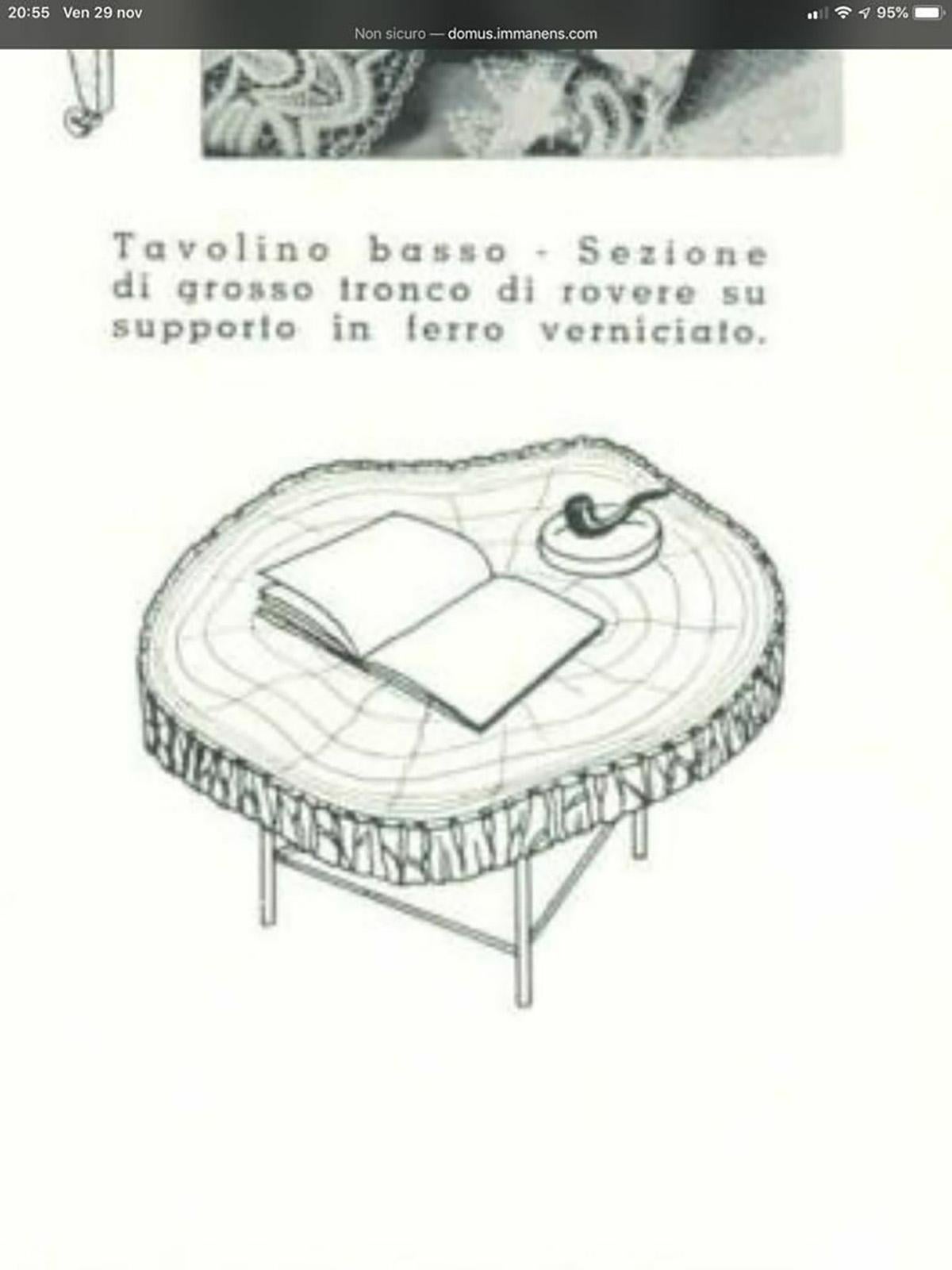 Tronco coffee table by Ignazio gardella For Sale 1