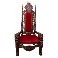 Trono renacentista de terciopelo rojo, Italia