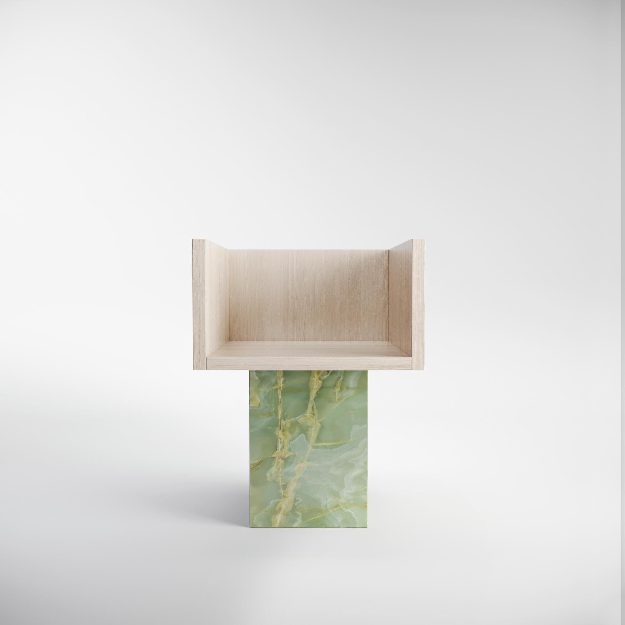 Trono Onyx Green Persian Chair by Lisa Franzen
Dimensions: D 53 x W 53 x H 72 cm.
Materials: Onyx Green Persian and natural Oak.

Exclusively handmade in Switzerland. Please contact us.

Lisa Franzen (1989) is an Italian – Russian interior