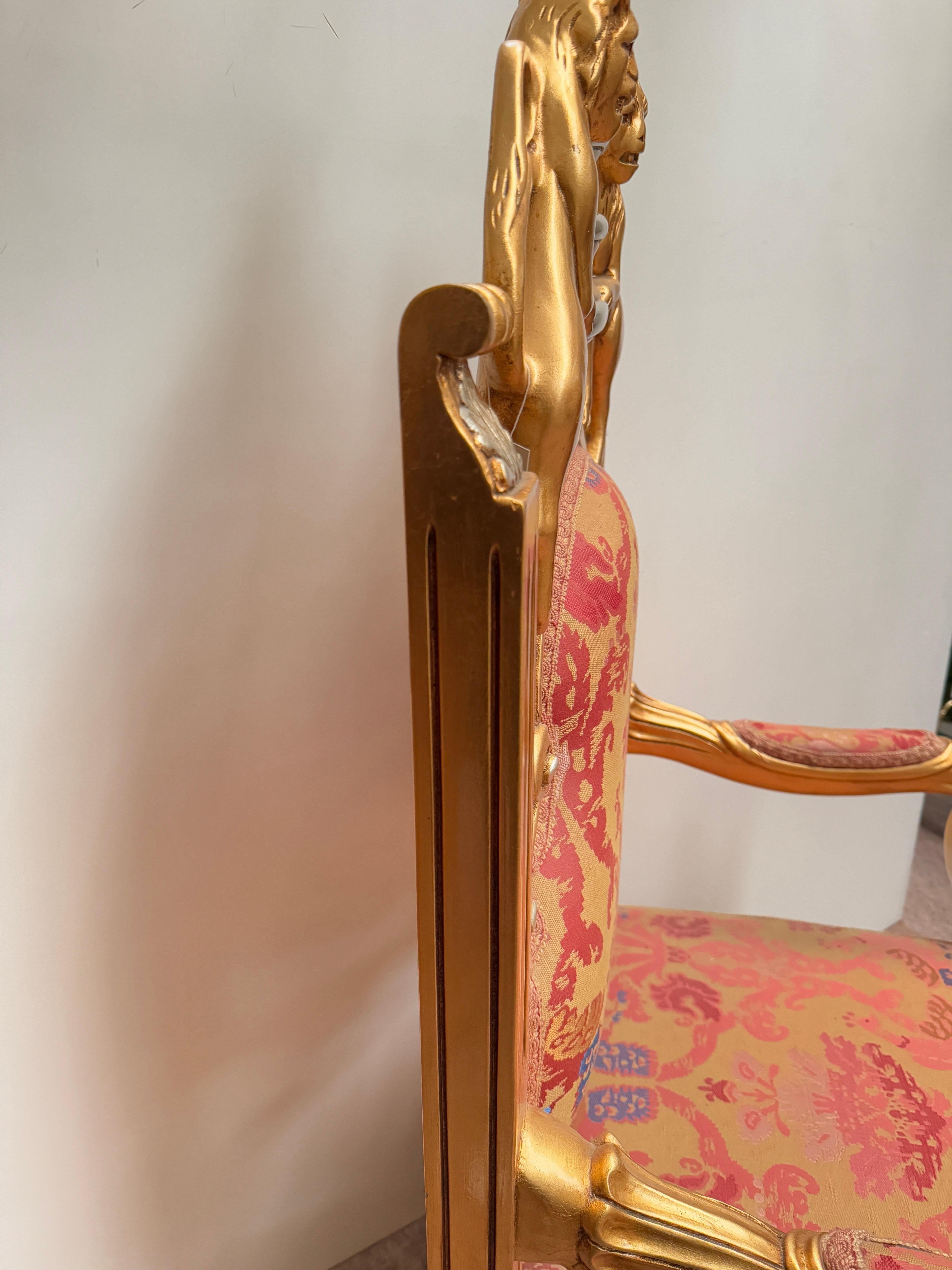 Trono Real Barroco Italiano Dorado - Sillón del Rey 1970 en venta 4