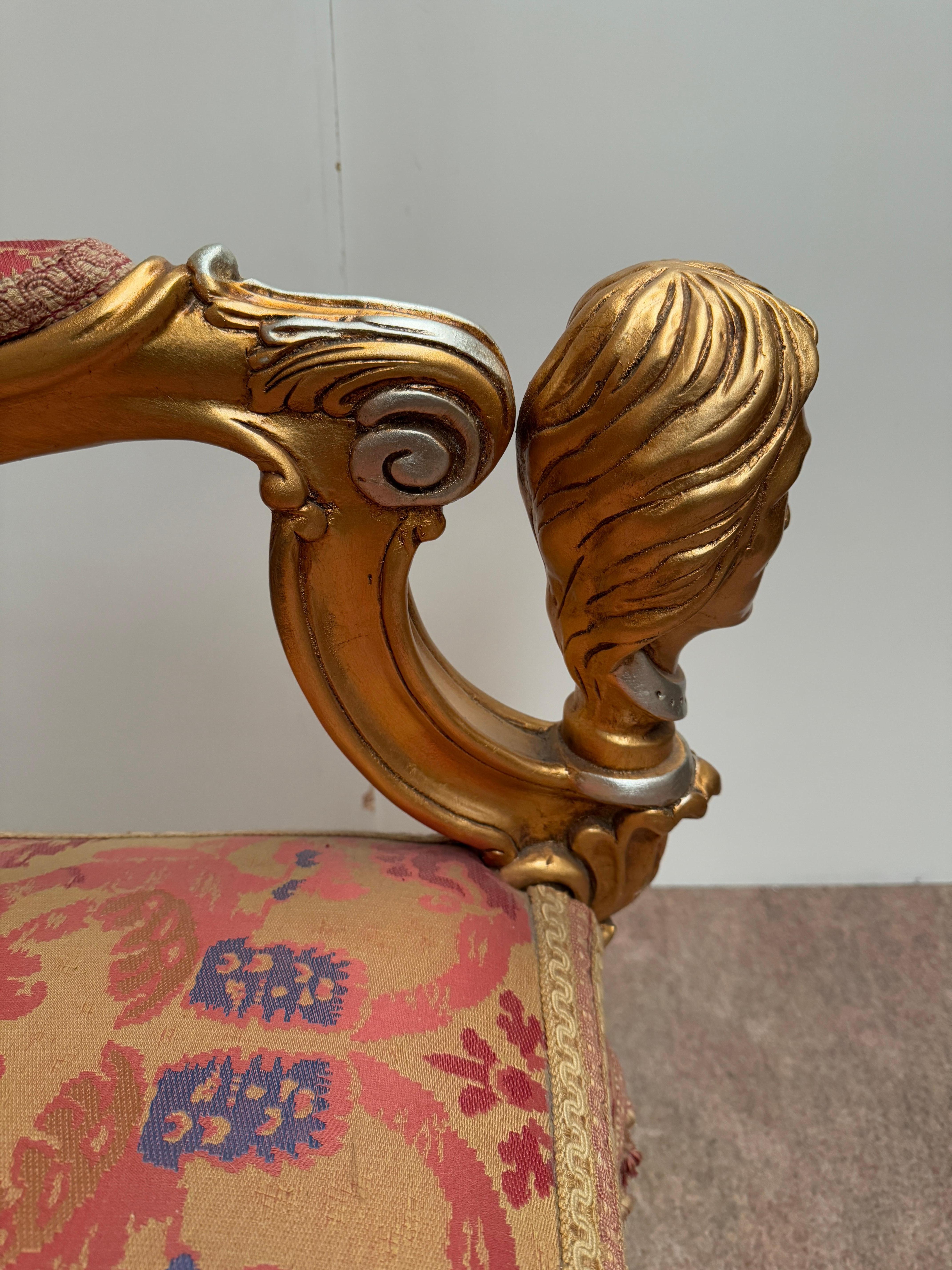 Trono Real Barroco Italiano Dorado - Sillón del Rey 1970 en venta 6
